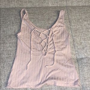 Urban outfitters blush lace up cropped tank xs